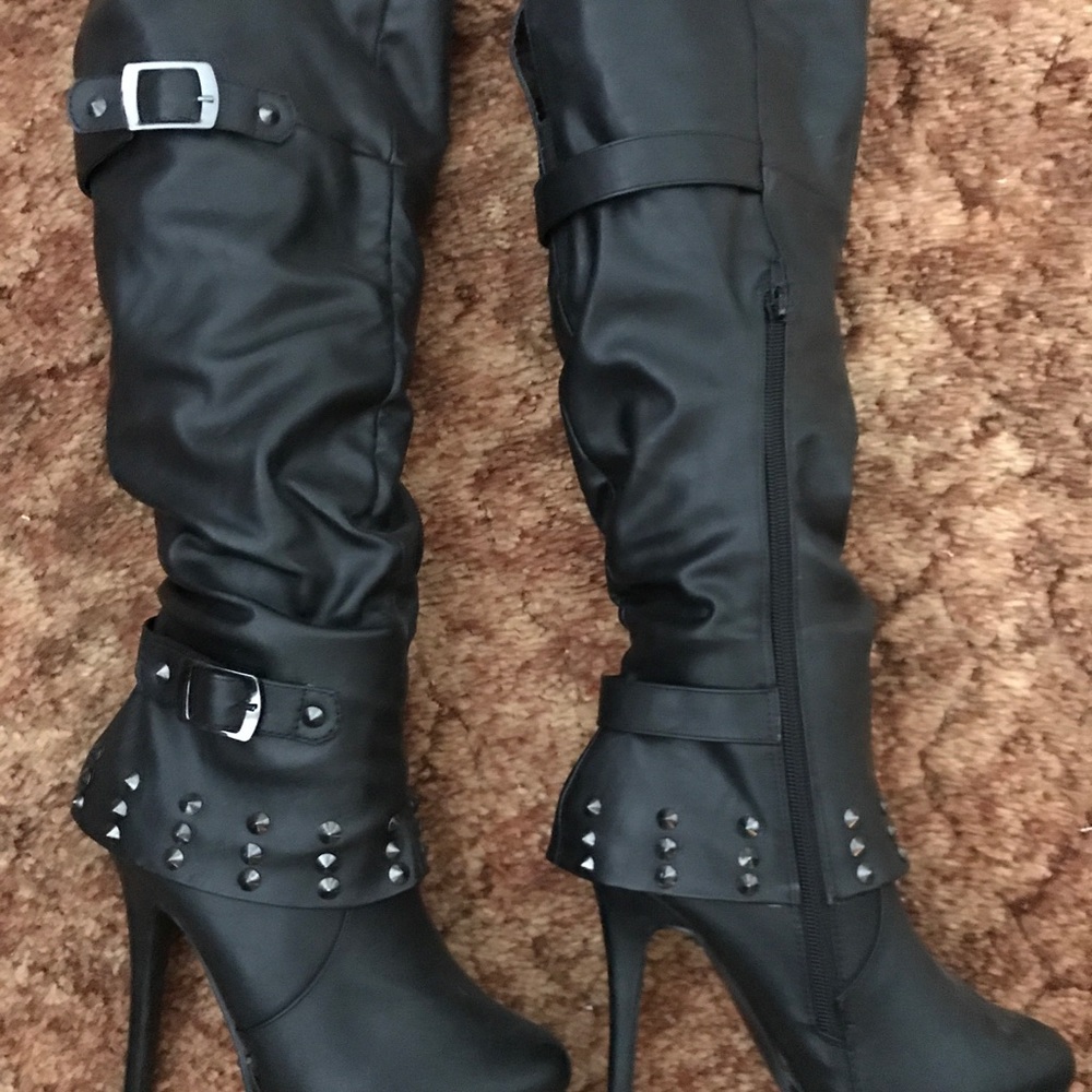 Black high heel boots